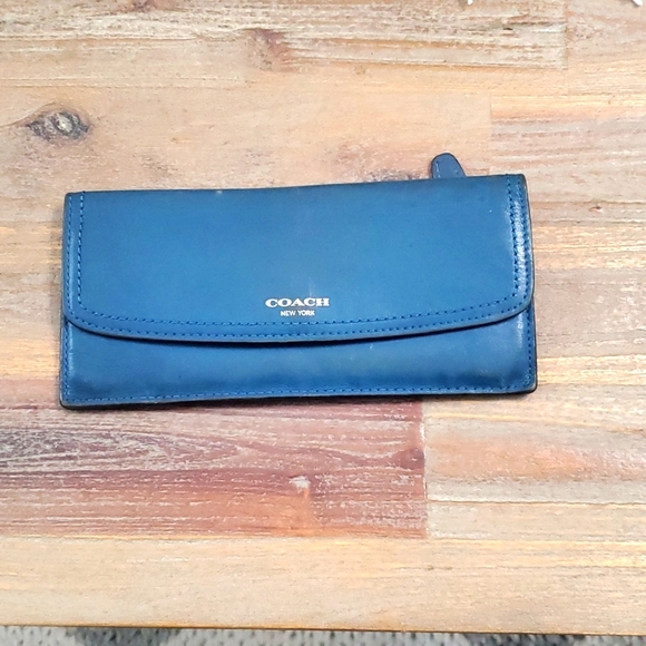 Coach Handbags - Coach Darcy Leather Soft Wallet Blue